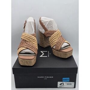 Marc Fisher LTD Women's Caddy Heeled Dark Natural Beige‎ Sandal Size 10 M NEW